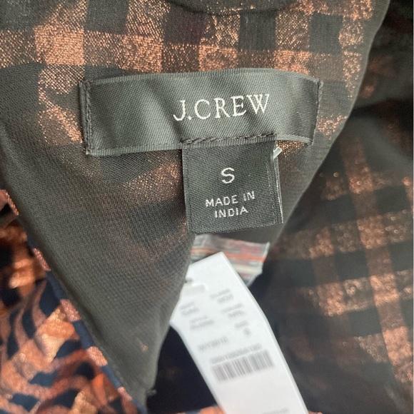 J. Crew Ruffleneck  Copper sleeveless top in Lurex® crinkle gingham - Picture 10 of 14
